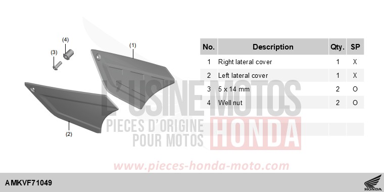 KIT,LATERAL COVER de Forza 750 IRIDIUM GRAY METALLIC (NHC65) 2025